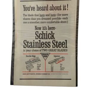 Vintage 1963 Schick Stainless Steel You’ve Heard About It Ad Advertisement